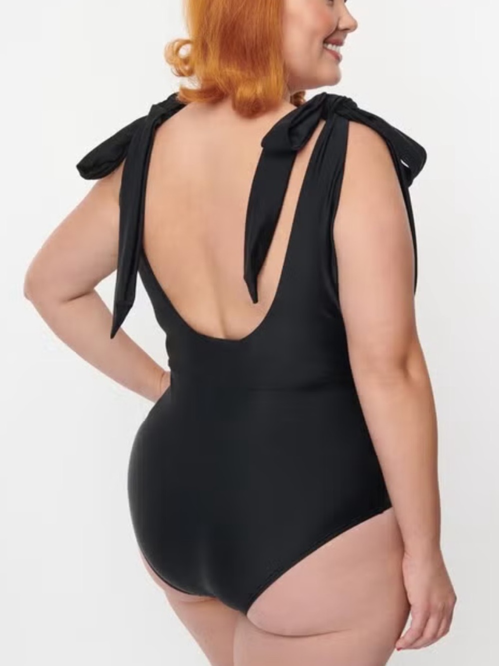 Unique Vintage Black Plunge One Piece Swimsuit NWT - Picture 2 of 10